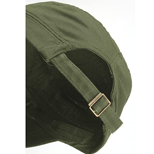 2 Pack Cadet Army Caps Flat Top Military Hats for Men Women - color: Army Green