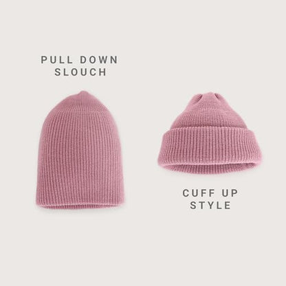 Fisherman Beanie Cuffed Knit Winter Hat Trawler Sailor Watch Cap Men Women - color: Classic (Dusty Rose)