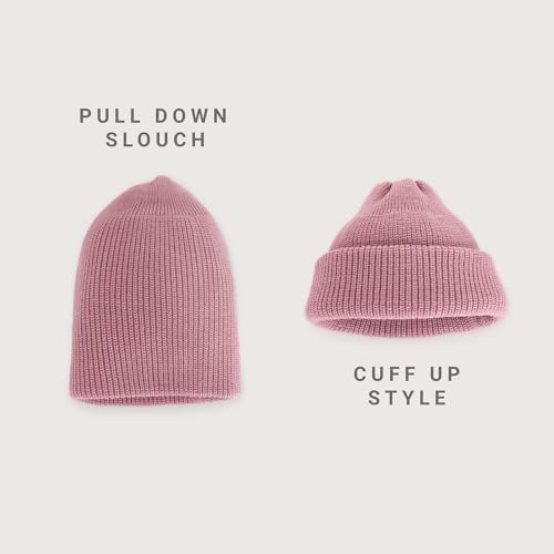 Fisherman Beanie Cuffed Knit Winter Hat Trawler Sailor Watch Cap Men Women - color: Classic (Dusty Rose)