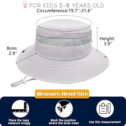 ZOORON Outdoor Kids Sun Hat UPF 50+ Quick Dry Bucket Hat for Boys Girls - color: 1pack-light Grey