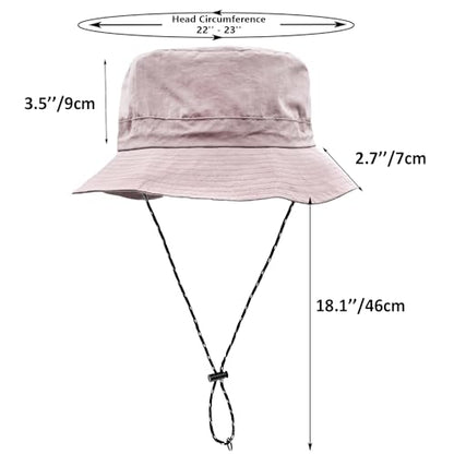 woogwin Waterproof Bucket Rain Hat with Chin Strap Quick Dry Packable Boonie Sun Hat Safari Hat UV Protection - color: Light Pink