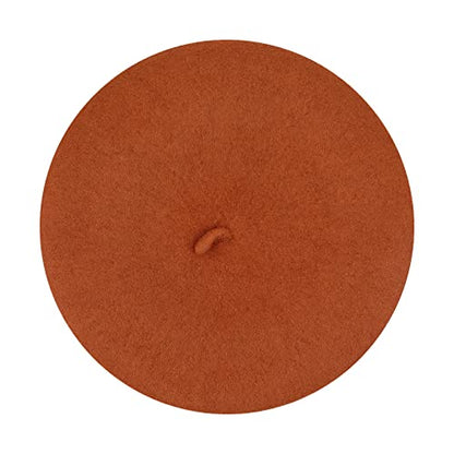 Gllutt Women Wool Beret Hat French Style Solid Color - color: Erythrine