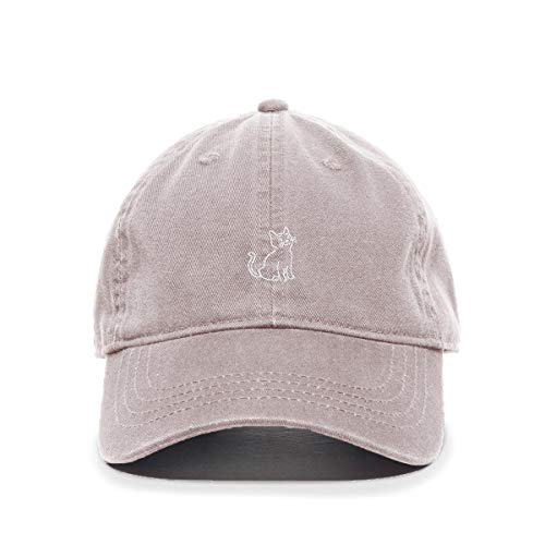 Cat Baseball Cap Embroidered Cotton Adjustable Dad Hat - color: Light Grey