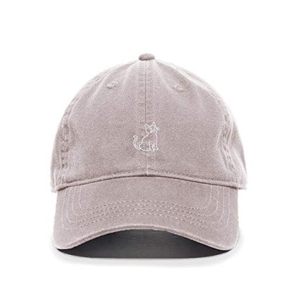 Cat Baseball Cap Embroidered Cotton Adjustable Dad Hat - color: Light Grey