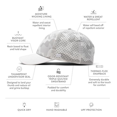 melin A-Game Hydro, Men’s Performance Snapback Hat - color: Snow Camo, size: Medium-Large