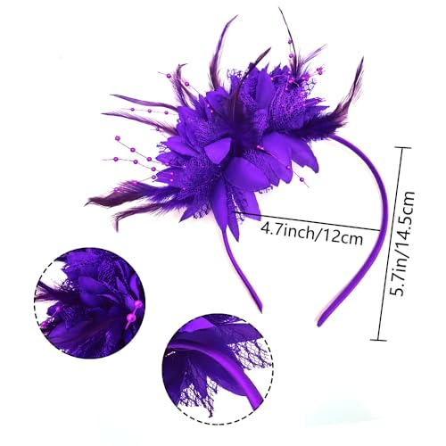 Fascinators Hat Tea Party Hat for Women 1920s Halloween Party - color: Purple