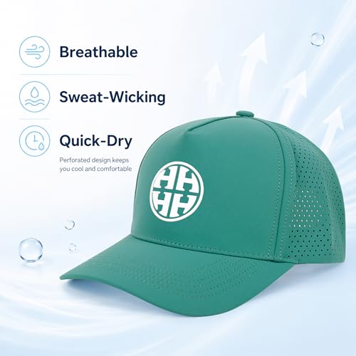 HH HOFNEN Quick Dry Baseball Cap Mesh Snapback Hat Golf Ball Cap Men Women - color: Tealgreen