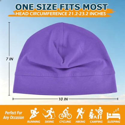 Headshion 100% Cotton Skull Caps Beanie Sleeping Hats for Men Women - color: Purple, Light Purple