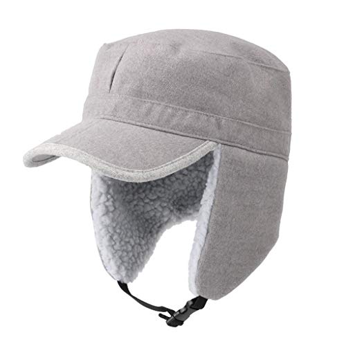 Winter Windproof Ear Flap Hats Denim Baseball Cap Ushanka Trapper Hat Men&Women Fashion Cap - color: Light Grey, size: 7 1/2