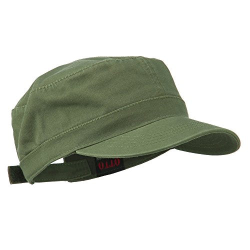Garment Washed Adjustable Army Cap - color: Olive