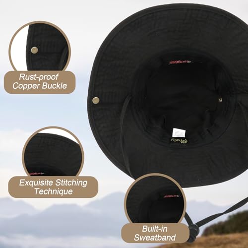 Bucket Hat UV Protection Sun Hat, Boonie Fishing Safari Hats for Outdoors - color: Flag Black