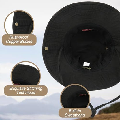 Bucket Hat UV Protection Sun Hat, Boonie Fishing Safari Hats for Outdoors - color: Flag Black