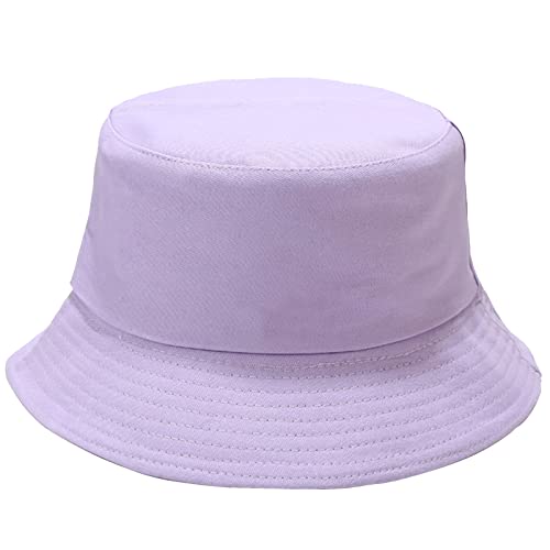 Unisex Bucket Hat Beach Sun Hat Aesthetic Fishing Hat for Men Women Teens, Reversible Double-Side-Wear - color: Light Purple