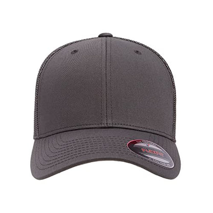 Flexfit 6511 핏 미드 프로파일 스트레치 메시 패널 트러커 캡 - color: 차콜, size: 단일 사이즈