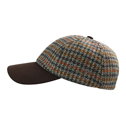 BOTVELA Men Wool Adjustable Tweed Baseball Cap - color: P Houndstooth 2