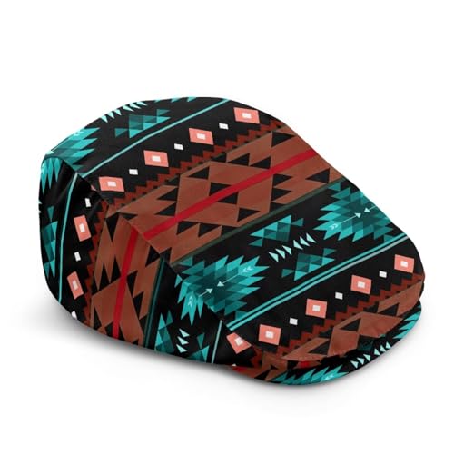 Mens Womens Newsboy Flat Cap Beret Hat Ivy Irish Gatsby Driving Cabbie Hat Lightweight Summer for Golf - color: Aztec Tribe