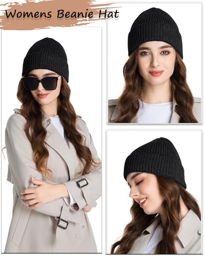 Wool Beanie for Men Women, Seamless Knit Cuffed Warm Winter Hats - color: 1pcs-carbon Gray