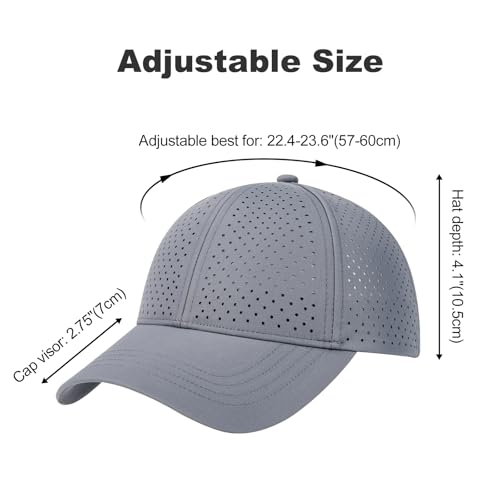 FEINION Men Laser Mesh Breathable Snapback Baseball Cap - color: Grey