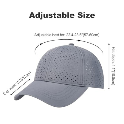 FEINION Men Laser Mesh Breathable Snapback Baseball Cap - color: Grey