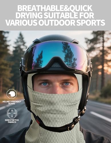 Summer Balaclava Cycling Full Face Mask Cooling Ice Silk UV Protection Breathable Face Cover for Men & Women - color: Grey