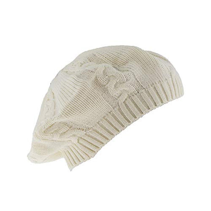 Landana Headscarves Solid Cable Knit Beret Hat for Women