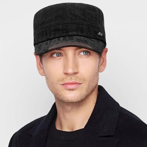Cadet Hat Flat Top Hats Army Military Caps for Men Women - color: Black C