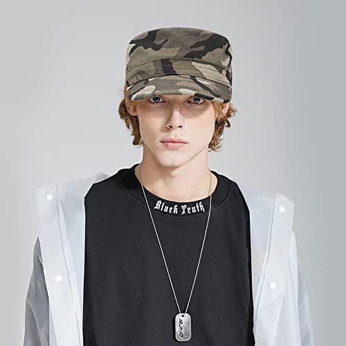 Unisex Cadet Army Cap Adjustable Flat Top Cap Washed Cotton Military Hat Baseball Cap - color: Camo