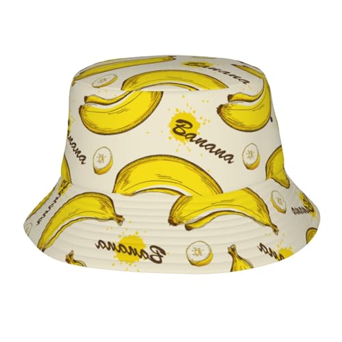 Bucket Hat for Men Women Funny Hat Unisex Foldable Summer Travel Beach Hat - color: Banana Bucket Hats02