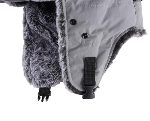 Connectyle Trapper Hat for Men Women Faux Fur Winter Hat with Ear Flaps Water-Resistant Hunting Hats Ushanka Skiing Cap - color: Grey