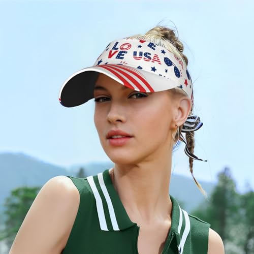 Stylish Visor Cap, Adjustable Lightweight Sun Hat for Men Women Teens - Sports, Beach, Golf, Tennis - color: Usa Stars and Stripes Pattern 1