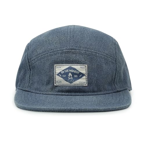 Croogo 5 Panel Hat Flat Brim Baseball Cap for Men Women Vintage Streetwear - color: 5p02-blue