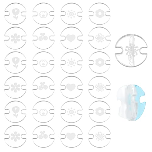 WADORN 48Pcs 8 Styles Acrylic Hat Pom Pom Removable Button, Flat Round Pom Pom Base Sheets for Fixing The Pom Pom in Place Hat Pom Pom Keepers Holders for Knit Beanies and Toques, Clear - color: Clear