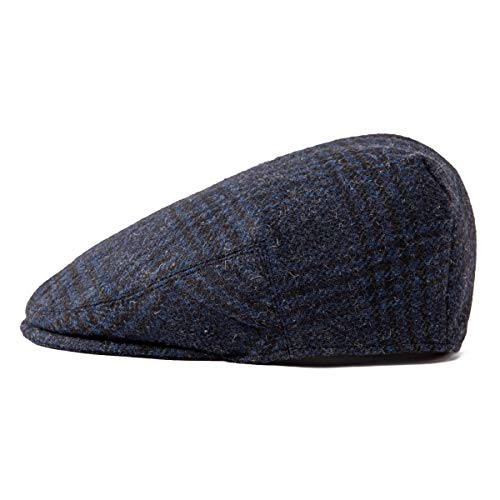 FEINION Men's Wool Tweed Newsboy Ivy Cap Gatsby Golf Flat Hat - color: Plaid Blue, size: 7 1/4