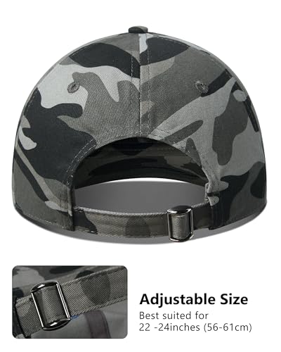 GADIEMKENSD Unstructured Baseball Cap Adjustable, Running Hat for Men Women, Cotton Dad Hat Plain for Outdoors Activities - color: Camo Gray