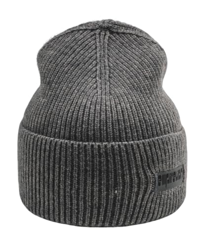 EMPIRELION Warm Cuffed Beanie for Winter, 9 cm Extra-Warm Fold, 42-30-28 Stretch Yarn, Wind-Resistant, One Size - color: Storm Slate