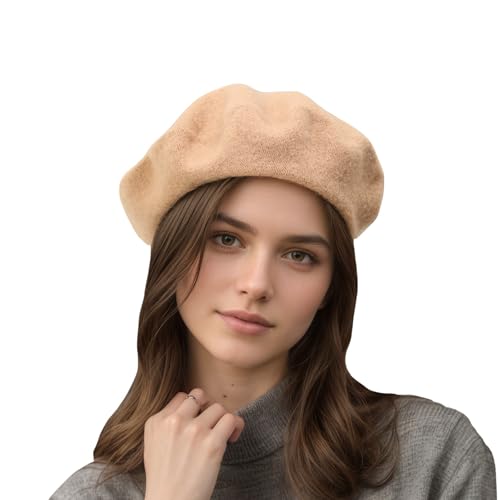 Women's Wool Beret: 70% Wool French Hat for Daily, Lightweight & Chic Berets for Women - color: Camel