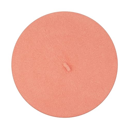 Gllutt Women Wool Beret Hat French Style Solid Color - color: Salmon Pink
