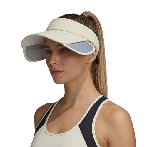 Adjustable Summer Sun Visor Hat Retractable Brim Empty Top Golf Cap Adult Teens UV Protection Beach Tennis Sports Hat - color: Khaki