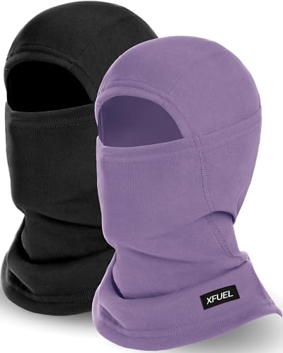 Ski Mask Balaclava for Men Women Windproof Thermal Winter Full Face Mask Cold Weather Skiing Snowboarding Neck Gaiter - color: Black+purple