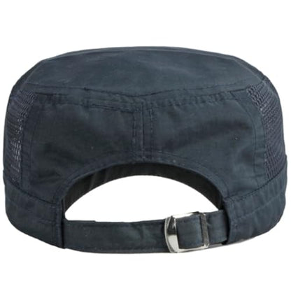 Men's Breathable Military Caps Cadet Army Caps Summer Flat Top Cap - color: B-navy/Light Grey/Black