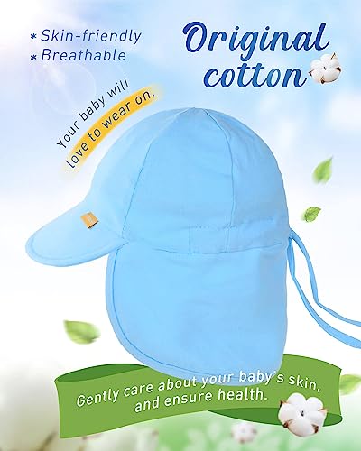 FURTALK Baby Sun Hat UPF 50+ UV Ray Sun Protection Cotton Toddler Hats for Boys Girls - color: Blue, size: 0-6 Months