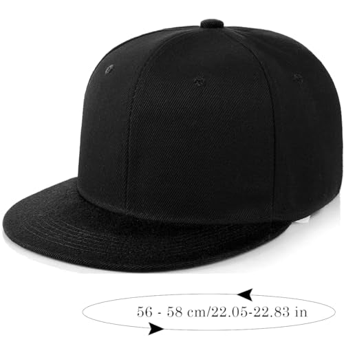 Snapback Hat Flat Bill Visor Hats Adjustable Hip Hop Baseball Cap for Women Men - color: Black