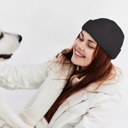 ROYBENS Swag Wool Knit Cuff Short Fisherman Beanie for Men Women Winter Hat - color: 1pcs-carbon Gray