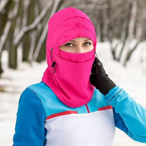 Frienda 2 Pcs Balaclava Ski Mask Windproof Warmer Fleece Adjustable Winter Mask Face Cover for Men Women - color: Pink,rose Red
