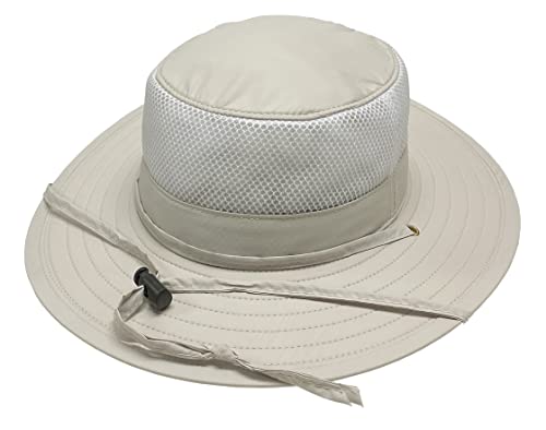 Broner Ripstop Nylon Floatable Outdoor Sun Hat with Nylon Mesh Side Panels - color: Putty, size: Medium