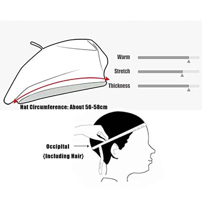 Gllutt Beret Hat French Style Stretchy Knitting Solid Color Both Side Usable - color: Coffee