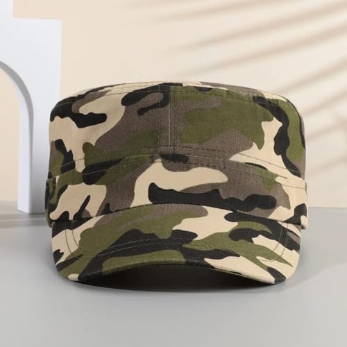 2 Pack Cadet Army Caps Flat Top Military Hats for Men Women - color: Jungle Camo