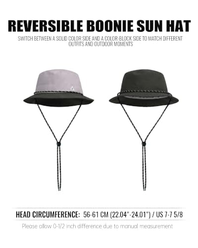 Clakllie Reversible Packable Boonie Fishing Hat UV Protection Sun Beach Hat - color: Bk2601-purpledarkgray