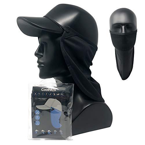 CoolNES - UV Sun Protection Neck Drape Adjustable Multifunctional 2 in 1 Face Covering for Outdoor Fishing - Unisex - color: Coolnes-black
