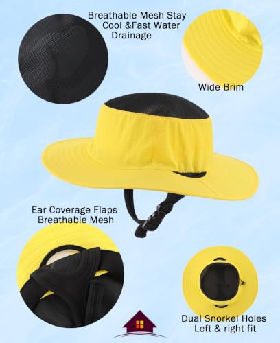 Home Prefer Surf Bucket Hat with Chin Straps Snorkel Hole for Men Women - color: Bright Yellow